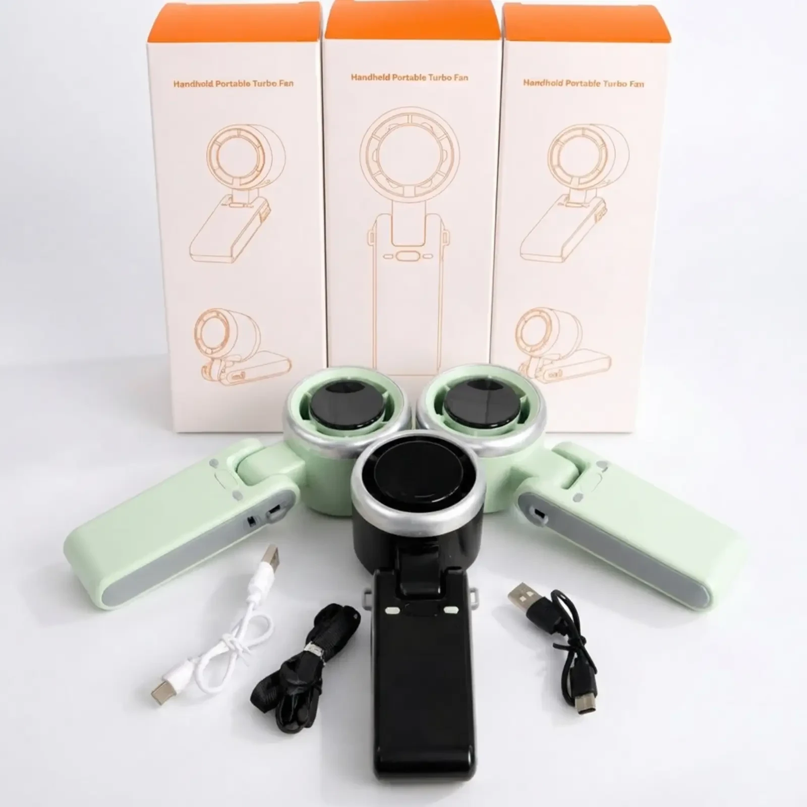 Portable Mini Turbo Fan – 5-Speed Rechargeable Handheld Fan
